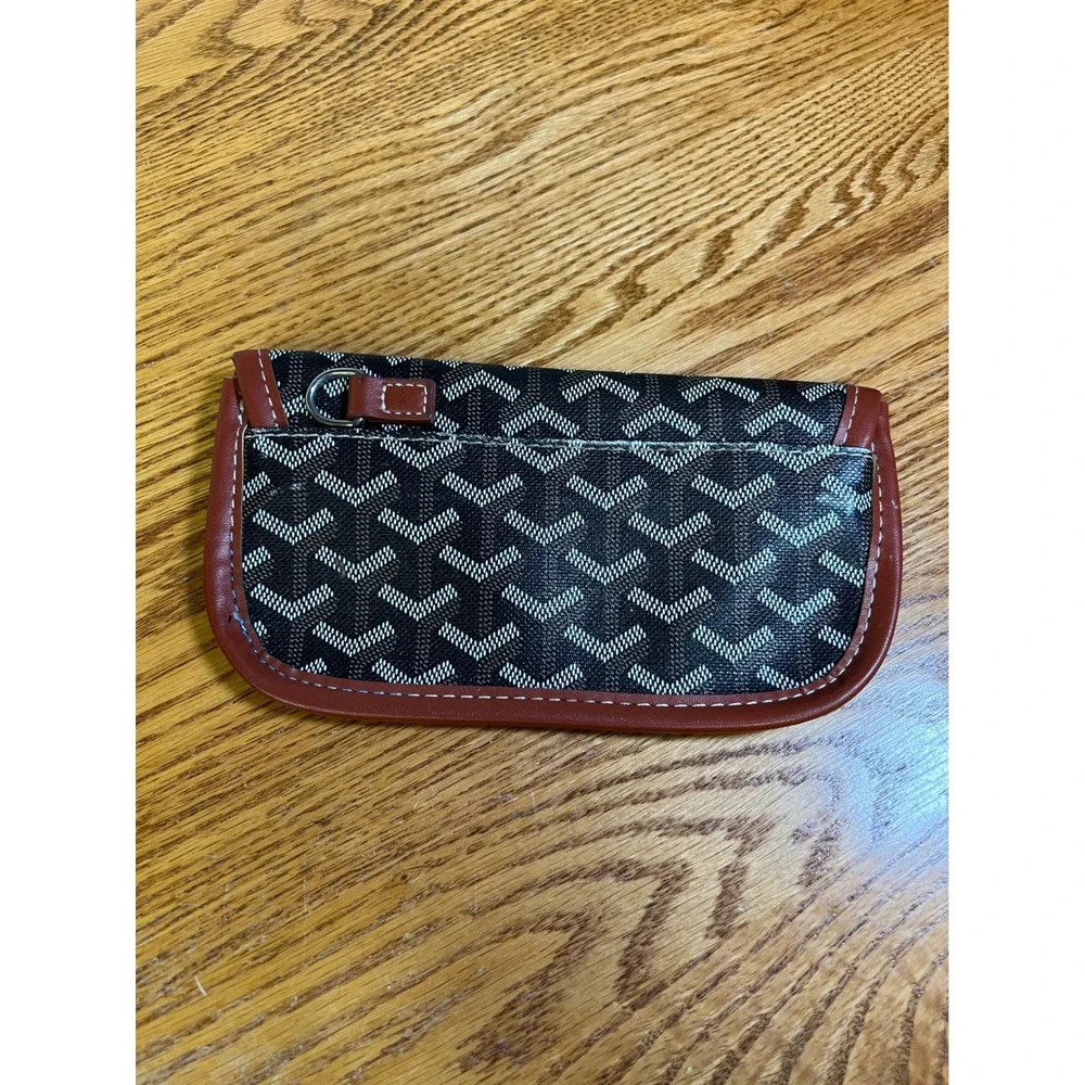 EMO Made in Korea Chevron Monogram Slim Pouch Wallet Black Brown D-Ring Snap